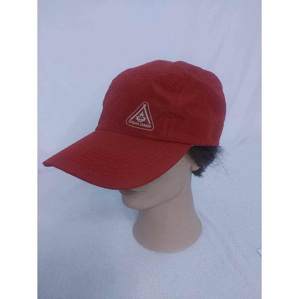 Scouts Canada 5 Panel‎ Hat Cap Youth M/L Red 2 Side Vents Elastic Adjustable